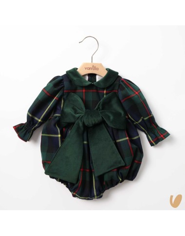 Tartan romper with bow