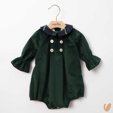 Pagliaccetto in velluto e tartan Completo e Pagliaccetto