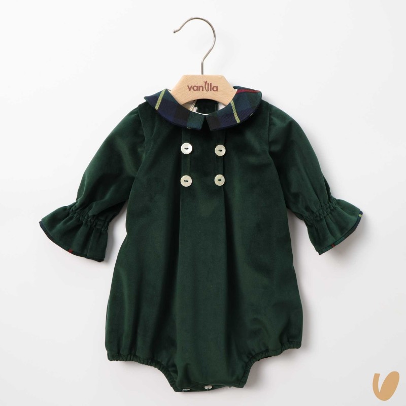 Pagliaccetto in velluto e tartan Completo e Pagliaccetto