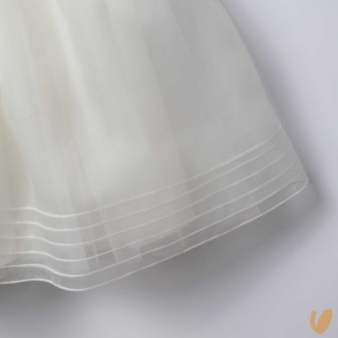 Abito in organza di seta ricamato Battesimo