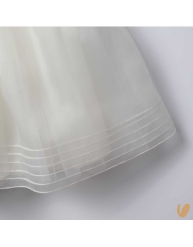 Abito in organza di seta ricamato Battesimo