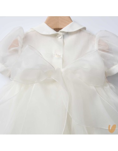Abito in organza di seta ricamato Battesimo