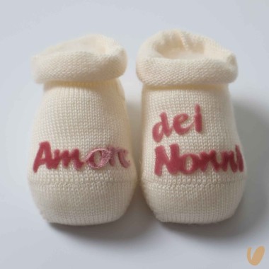 Scarpine lana amore dei nonni Babbucce 0/3 mesi