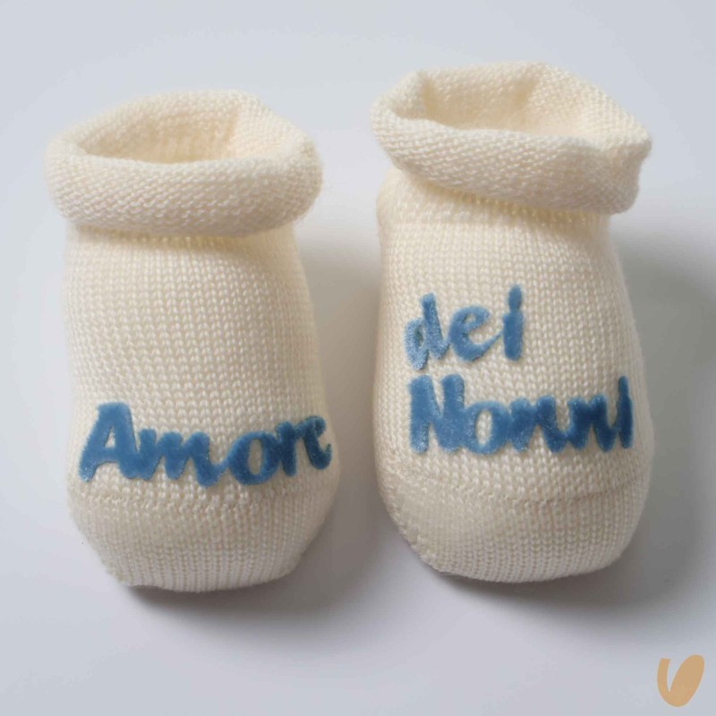 Scarpine lana amore dei nonni Babbucce 0/3 mesi