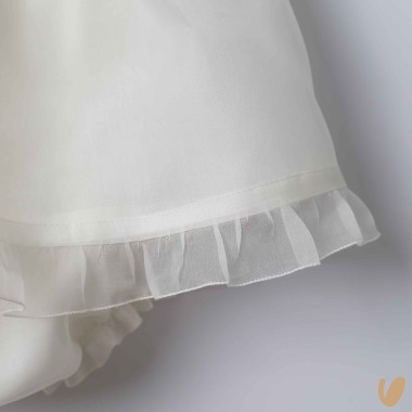 Completo in seta ricamo roselline Battesimo