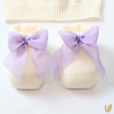 Scarpe e cappello lana fiocco Cappello e Guanti