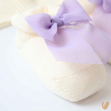 Scarpe e cappello lana fiocco Cappello e Guanti