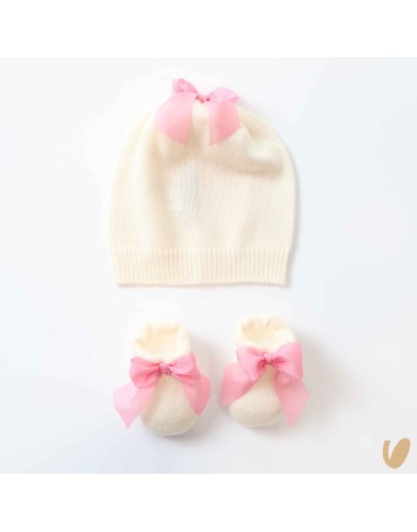 Scarpe e cappello lana fiocco Cappello e Guanti