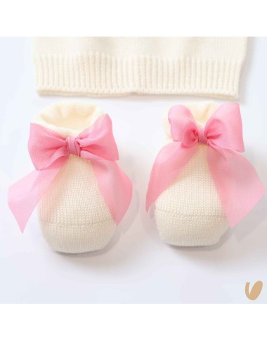 Scarpe e cappello lana fiocco Cappello e Guanti