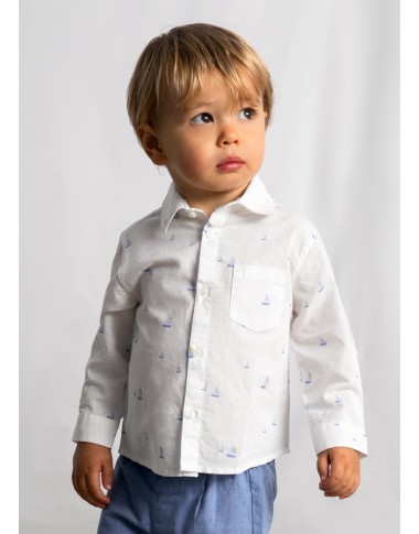 Mixed linen boat shirt