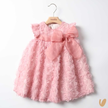 Abito fiori 3D fiocco seta Abito e Tute