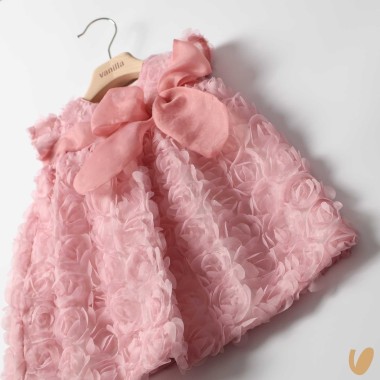 Abito fiori 3D fiocco seta Abito e Tute