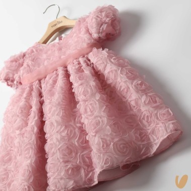 Abito fiori 3D fiocco seta Abito e Tuta