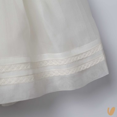 Abito in organza di seta punto smock Battesimo