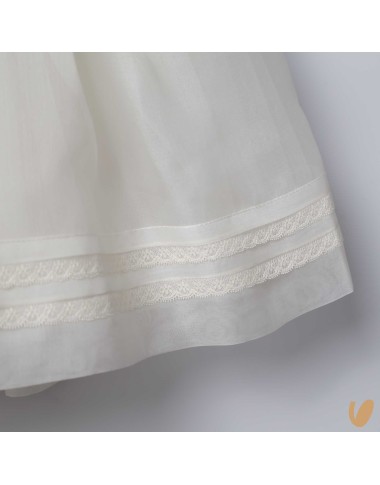Abito in organza di seta punto smock Battesimo