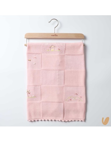 Blanket in embroidered cotton thread