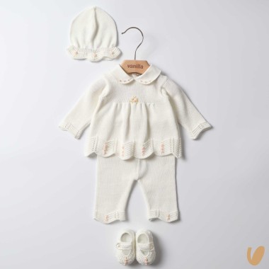 Completo nascita in filo ricamato Set Nascita e Uscita Clinica