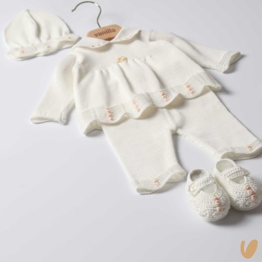 Completo nascita in filo ricamato Set Nascita e Uscita Clinica