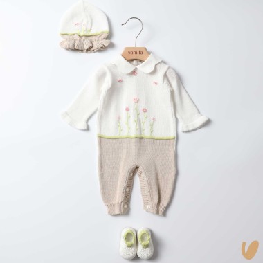 Completo nascita in filo ricamato Set Nascita e Uscita Clinica