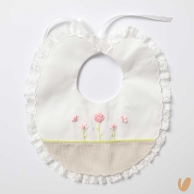 Bavetta ricamata a mano Mussole e Bavette