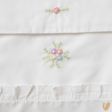Set Lenzuolo con roselline Coperte e Lenzuola
