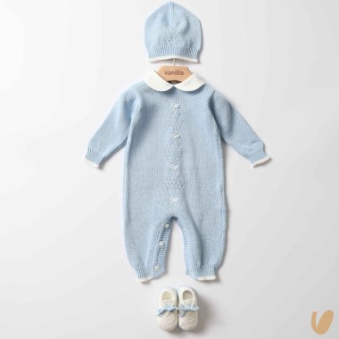 Completo nascita in filo rombi e nodo d'amore Set Nascita e Uscita Clinica