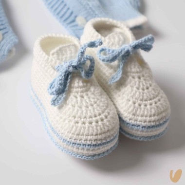 Completo nascita in filo rombi e nodo d'amore Set Nascita e Uscita Clinica