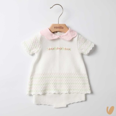 Completo in filo ricamo roselline Completo e Pagliaccetto