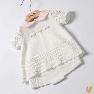 Completo in filo ricamo roselline Completo e Pagliaccetto