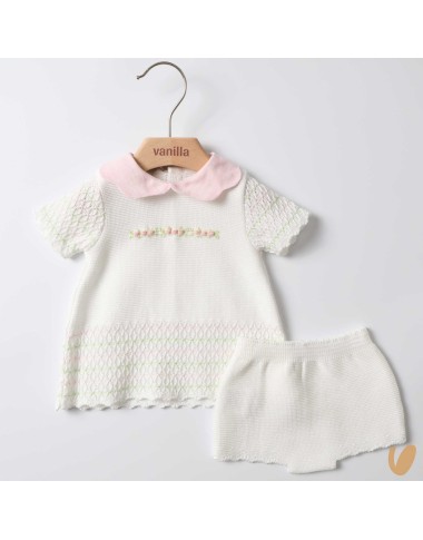 Completo in filo ricamo roselline Completo e Pagliaccetto