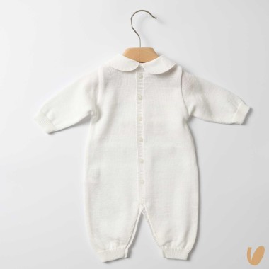 Tutina in filo ricamo roselline Set Nascita e Uscita Clinica