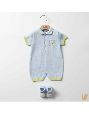 Romper and shoes Birth in cotton thread
