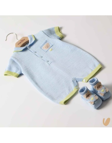 Romper and shoes Birth in cotton thread