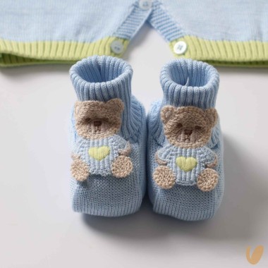 Pagliaccetto e scarpe nascita in filo di cotone Completo e Pagliaccetto