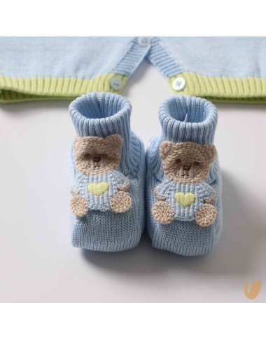Pagliaccetto e scarpe nascita in filo di cotone Completo e Pagliaccetto