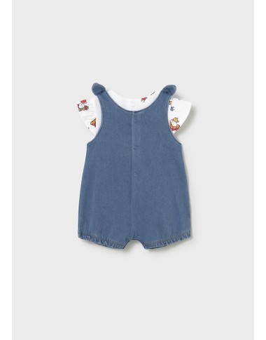 Combined denim romper
