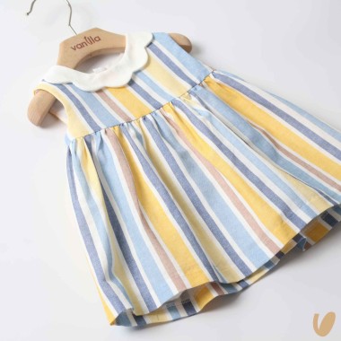 Abito righe misto lino            Abito e Tute