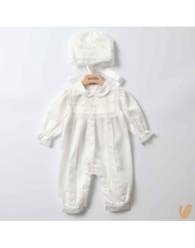 Pagliaccetto e cuffia elegante Battesimo