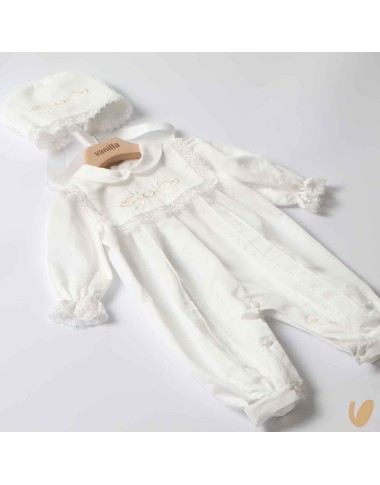 Pagliaccetto e cuffia elegante Battesimo