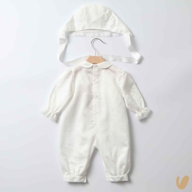 Pagliaccetto e cuffia elegante Battesimo