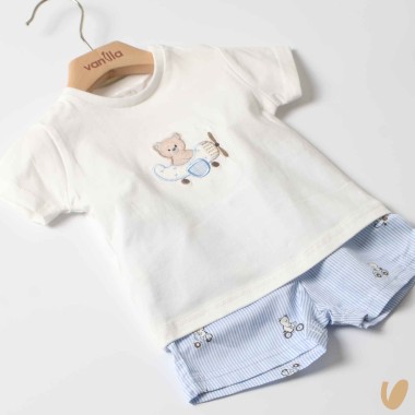 Completo Shirt ricamata e bermuda Completo e Pagliaccetto