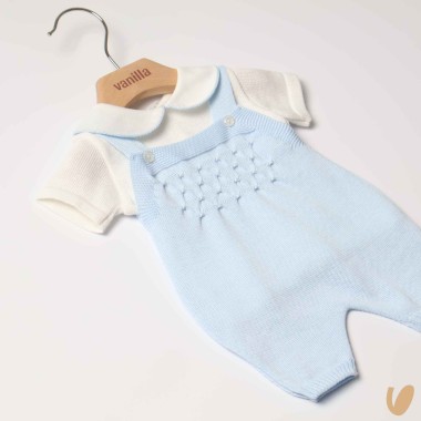 Completo nascita in filo nido d'ape Completo e Pagliaccetto