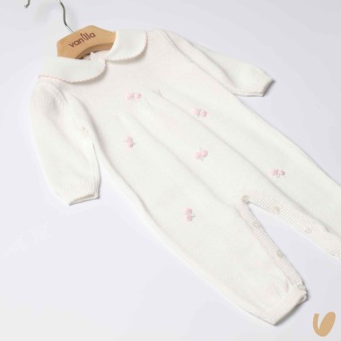 Tutina nascita in filo roselline Set Nascita e Uscita Clinica