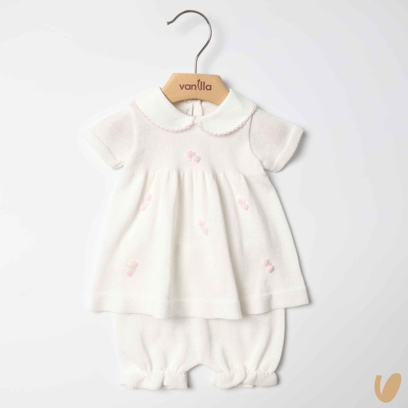 Completo nascita in filo roselline Set Nascita e Uscita Clinica