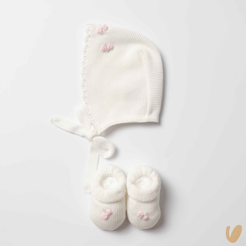 Cuffietta e cappello roselline Cappello e Guanti