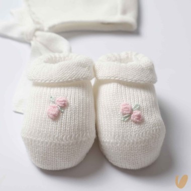 Cuffietta e cappello roselline Cappello e Guanti