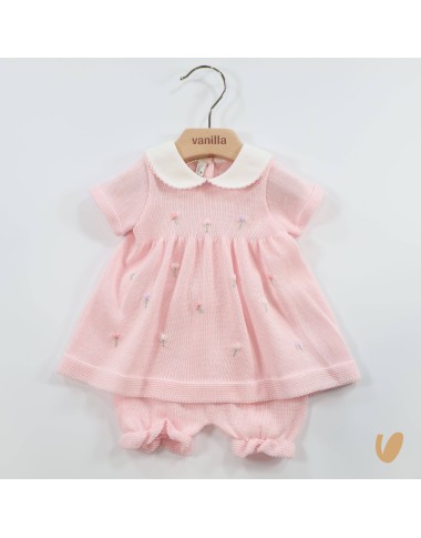 Completo tulipani in filo di cotone Set Nascita e Uscita Clinica