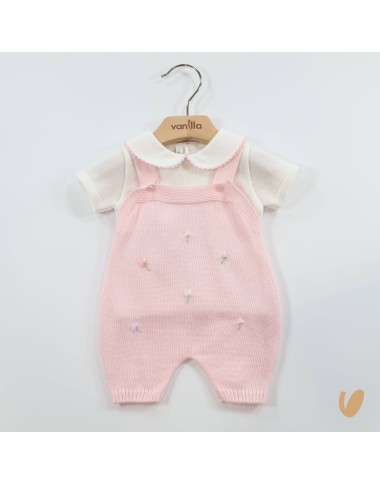 Salopette tulipani e maglia in filo di cotone Set Nascita e Uscita Clinica