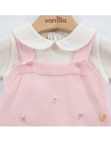 Salopette tulipani e maglia in filo di cotone Set Nascita e Uscita Clinica