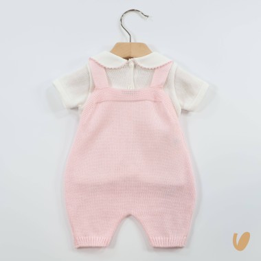 Salopette tulipani e maglia in filo di cotone Set Nascita e Uscita Clinica